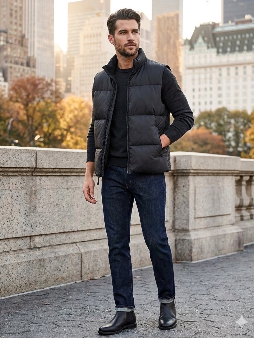 Gap Men's Black Puffer Vest - Lightweight Insulated Layer NWOT